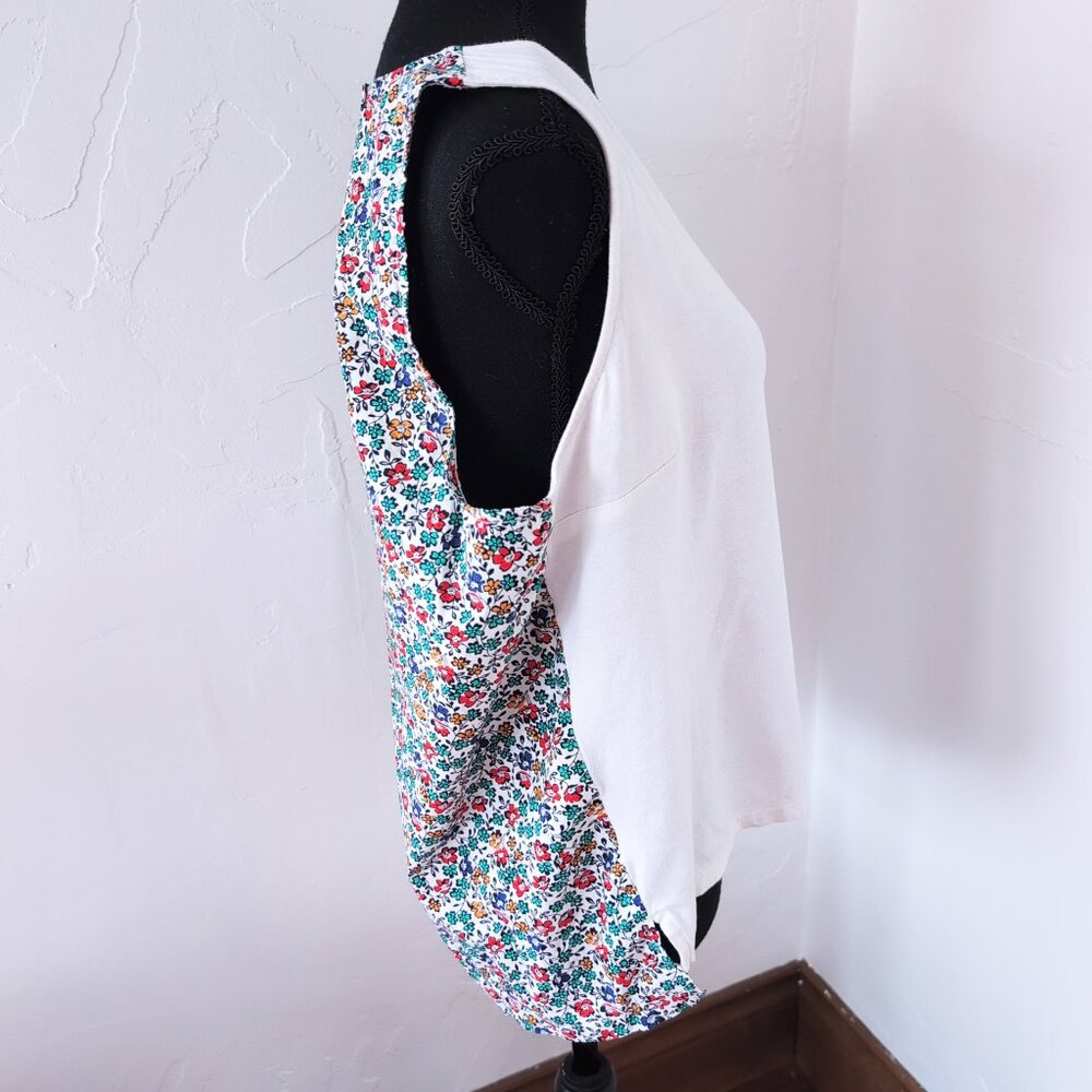 [SOLD] J.Crew Women's Ditsy Floral Mixed Media Contrast Cotton Tank Top